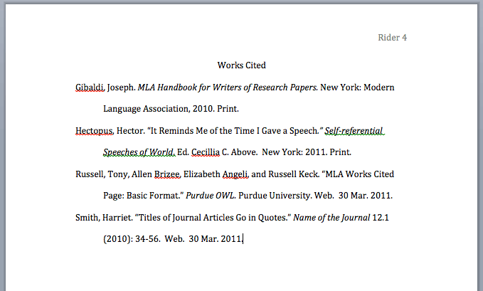 Owl purdue mla format