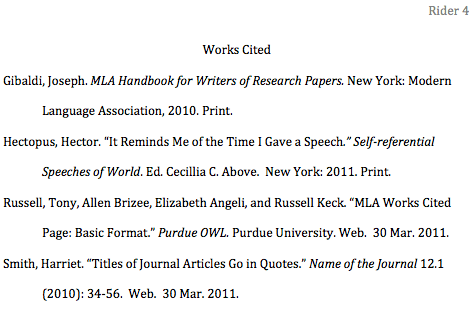 How are speeches properly cited in MLA format?