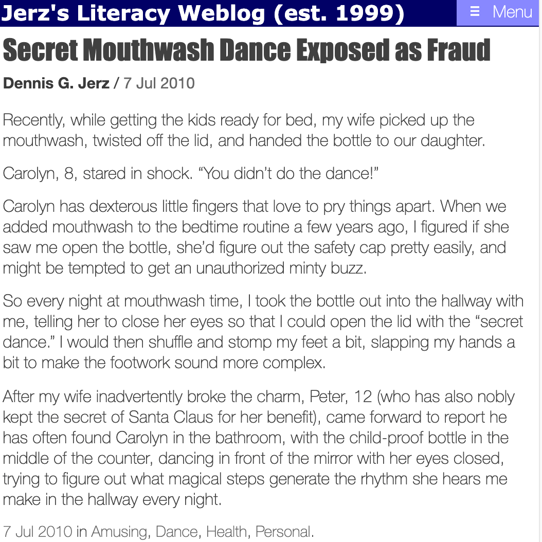 Secret Mouthwash Dance Exposed As Fraud Jerz S Literacy Weblog Est 1999