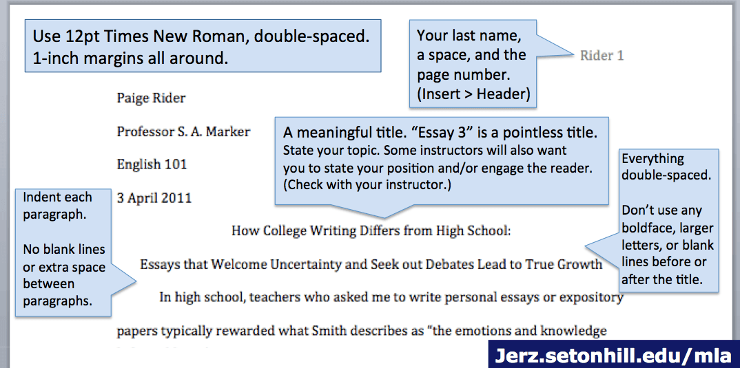 MLA Style Paper: Layout of First Page | Jerz's Literacy Weblog