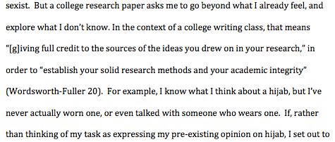 Text citations and quotations of a research paper