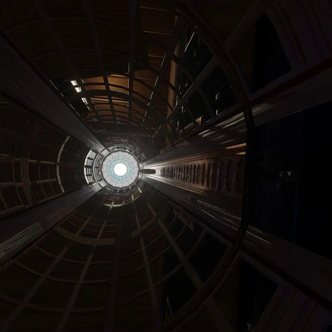 Looking up an elevator shaft on a #steampunk #blender3D project. # ...